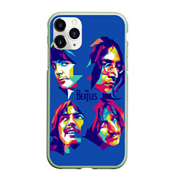 Чехол iPhone 11 Pro матовый The Beatles: Faces, цвет: 3D-салатовый