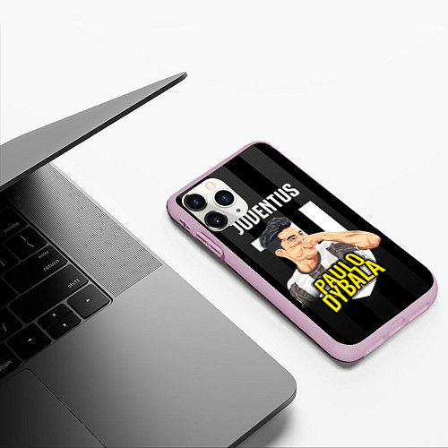 Чехол iPhone 11 Pro матовый FC Juventus: Paulo Dybala / 3D-Розовый – фото 3