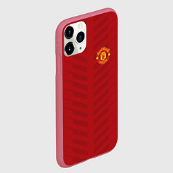 Чехол iPhone 11 Pro матовый Manchester United: Red Lines, цвет: 3D-малиновый — фото 2