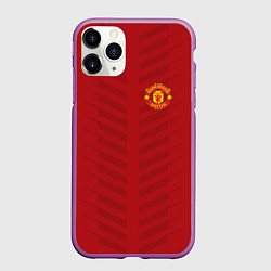 Чехол iPhone 11 Pro матовый Manchester United: Red Lines, цвет: 3D-фиолетовый