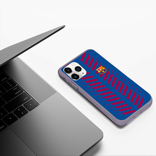 Чехол iPhone 11 Pro матовый FC Barcelona: Creative / 3D-Серый – фото 3