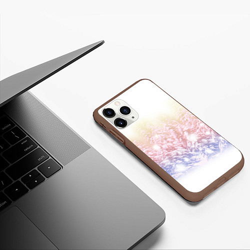 Чехол iPhone 11 Pro матовый Зимний лес / 3D-Коричневый – фото 3