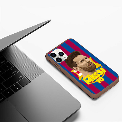 Чехол iPhone 11 Pro матовый FCB Lionel Messi / 3D-Коричневый – фото 3