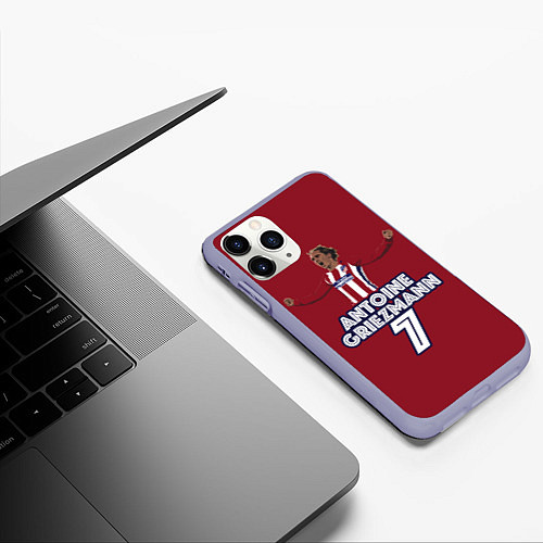 Чехол iPhone 11 Pro матовый Antoine Griezmann 7 / 3D-Светло-сиреневый – фото 3