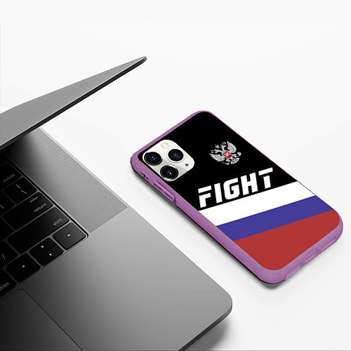 Чехол iPhone 11 Pro матовый Fight Russia / 3D-Фиолетовый – фото 3