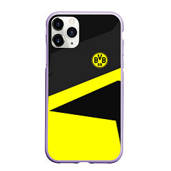 Чехол iPhone 11 Pro матовый FC Borussia: Sport Geometry, цвет: 3D-светло-сиреневый