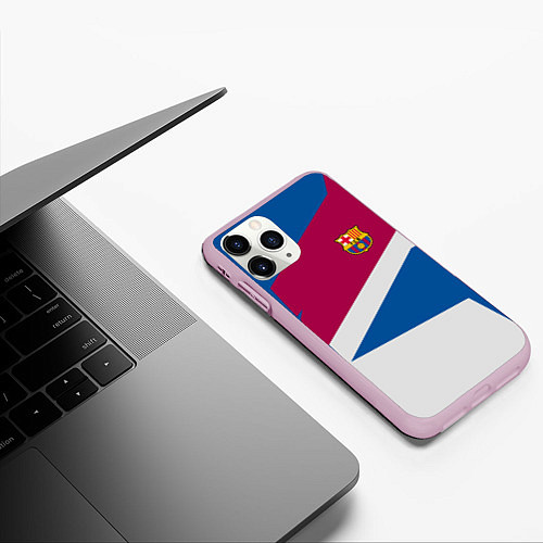 Чехол iPhone 11 Pro матовый FC Barcelona: Sport Geometry / 3D-Розовый – фото 3