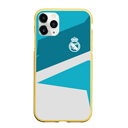 Чехол iPhone 11 Pro матовый FC Real Madrid: Sport Geometry, цвет: 3D-желтый