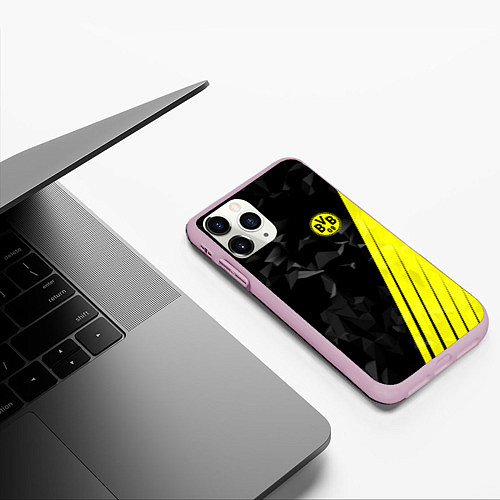 Чехол iPhone 11 Pro матовый FC Borussia Dortmund: Abstract / 3D-Розовый – фото 3