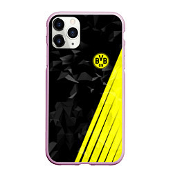 Чехол iPhone 11 Pro матовый FC Borussia Dortmund: Abstract, цвет: 3D-розовый