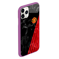 Чехол iPhone 11 Pro матовый FC Manchester United: Abstract, цвет: 3D-фиолетовый — фото 2