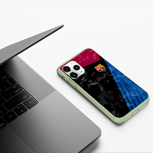 Чехол iPhone 11 Pro матовый FC Barcelona: Abstract / 3D-Салатовый – фото 3