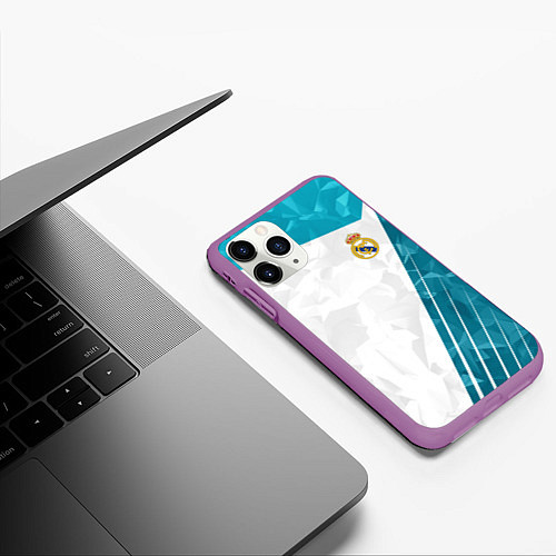 Чехол iPhone 11 Pro матовый FC Real Madrid: Abstract / 3D-Фиолетовый – фото 3