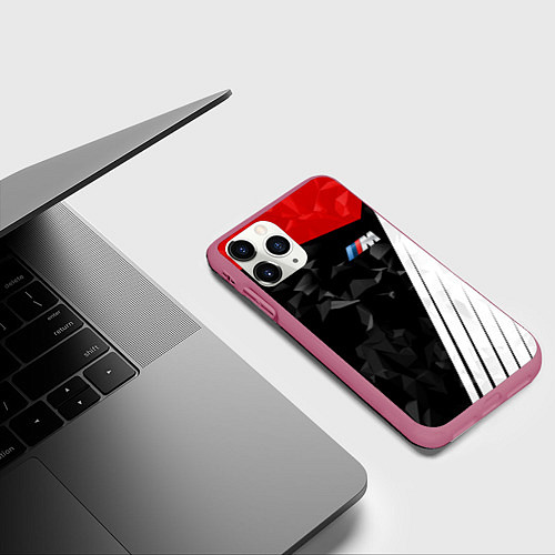 Чехол iPhone 11 Pro матовый BMW M: Poly Sport / 3D-Малиновый – фото 3