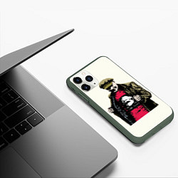 Чехол iPhone 11 Pro матовый Стильный Ленин, цвет: 3D-темно-зеленый — фото 2
