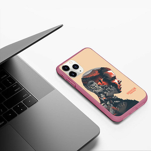 Чехол iPhone 11 Pro матовый Stranger Things / 3D-Малиновый – фото 3