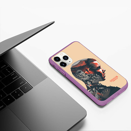 Чехол iPhone 11 Pro матовый Stranger Things / 3D-Фиолетовый – фото 3