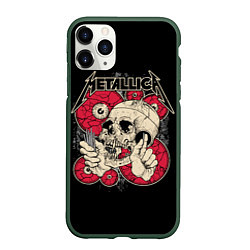 Чехол iPhone 11 Pro матовый Metallica Skull, цвет: 3D-темно-зеленый