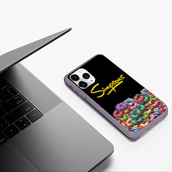 Чехол iPhone 11 Pro матовый Simpsons Donuts, цвет: 3D-серый — фото 2