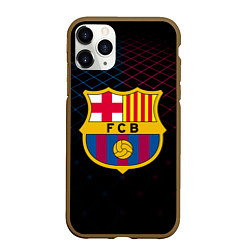 Чехол iPhone 11 Pro матовый FC Barcelona Lines, цвет: 3D-коричневый