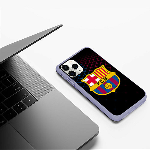 Чехол iPhone 11 Pro матовый FC Barcelona Lines / 3D-Светло-сиреневый – фото 3
