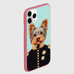 Чехол iPhone 11 Pro матовый Йоркширский терьер адмирал, цвет: 3D-малиновый — фото 2