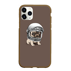 Чехол iPhone 11 Pro матовый Мопс космонавт, цвет: 3D-коричневый