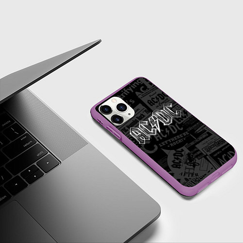 Чехол iPhone 11 Pro матовый AC/DC: Journalese / 3D-Фиолетовый – фото 3