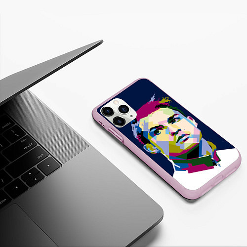 Чехол iPhone 11 Pro матовый Cristiano Ronaldo Art / 3D-Розовый – фото 3