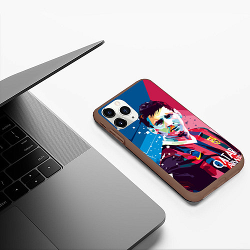 Чехол iPhone 11 Pro матовый Lionel Messi / 3D-Коричневый – фото 3