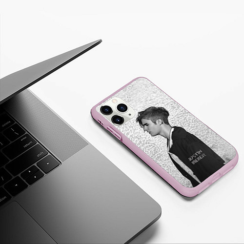 Чехол iPhone 11 Pro матовый Justin Bieber / 3D-Розовый – фото 3