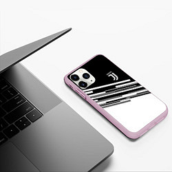 Чехол iPhone 11 Pro матовый FC Juventus: B&W Line, цвет: 3D-розовый — фото 2