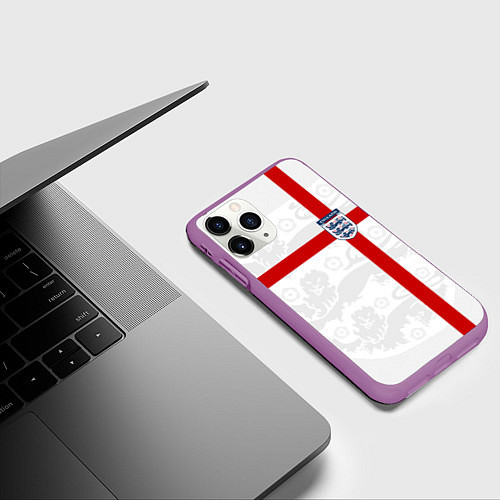 Чехол iPhone 11 Pro матовый Сборная Англии / 3D-Фиолетовый – фото 3