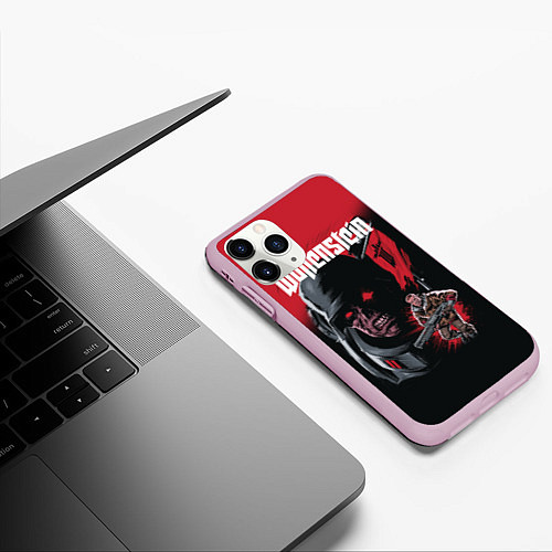 Чехол iPhone 11 Pro матовый Wolfenstein: Retro Poster / 3D-Розовый – фото 3