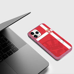 Чехол iPhone 11 Pro матовый Сборная Сербии, цвет: 3D-малиновый — фото 2