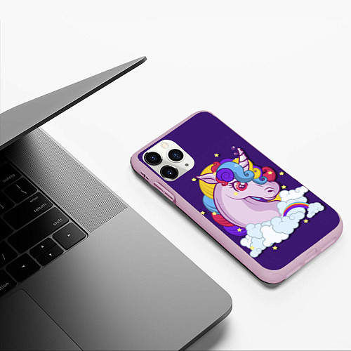 Чехол iPhone 11 Pro матовый Единорог – покоритель воздуха / 3D-Розовый – фото 3