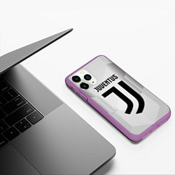 Чехол iPhone 11 Pro матовый FC Juventus: Silver Original, цвет: 3D-фиолетовый — фото 2