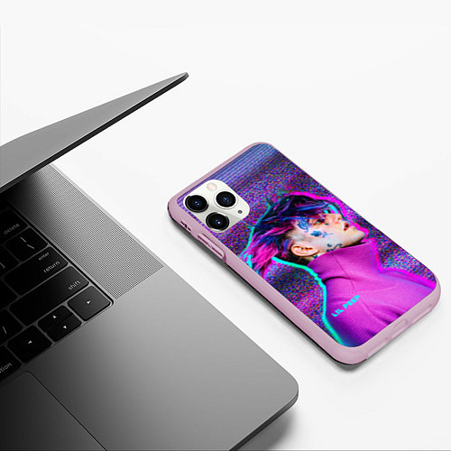 Чехол iPhone 11 Pro матовый Lil Peep: Glitch / 3D-Розовый – фото 3