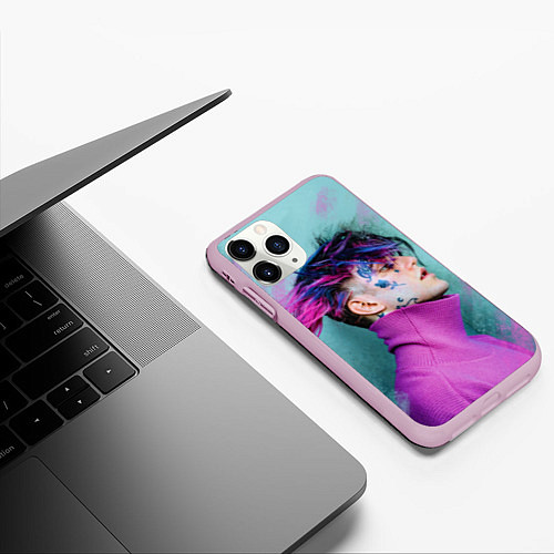 Чехол iPhone 11 Pro матовый Lil Peep: Neon Style / 3D-Розовый – фото 3