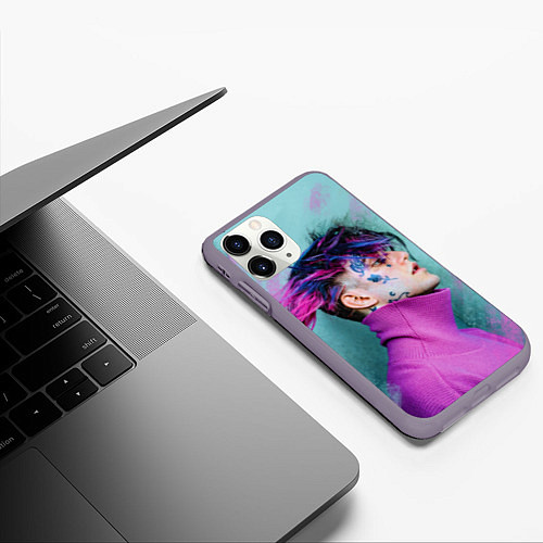Чехол iPhone 11 Pro матовый Lil Peep: Neon Style / 3D-Серый – фото 3