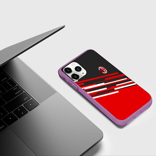 Чехол iPhone 11 Pro матовый АC Milan: R&G / 3D-Фиолетовый – фото 3