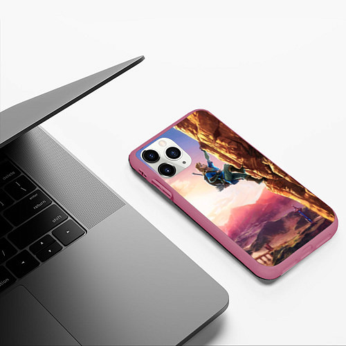 Чехол iPhone 11 Pro матовый Zelda Rock / 3D-Малиновый – фото 3