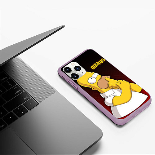 Чехол iPhone 11 Pro матовый Homer Genius / 3D-Сиреневый – фото 3