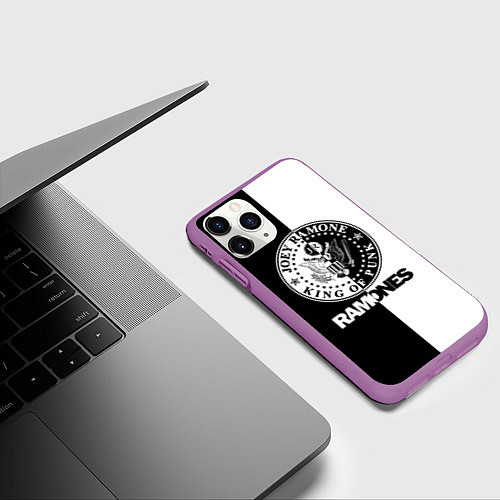 Чехол iPhone 11 Pro матовый Ramones B&W / 3D-Фиолетовый – фото 3