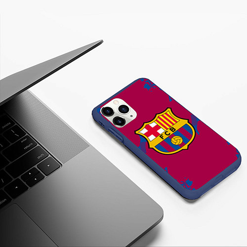 Чехол iPhone 11 Pro матовый FC Barcelona: Purple & Blue / 3D-Тёмно-синий – фото 3