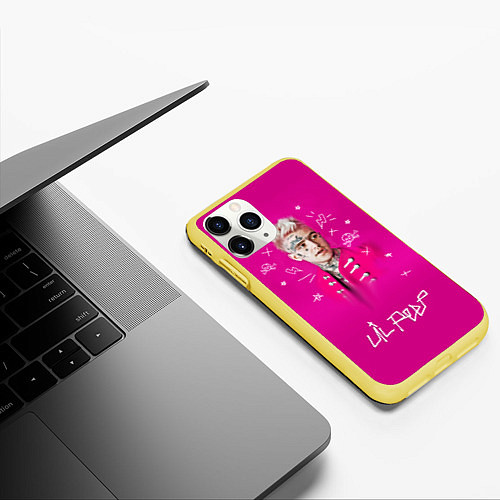 Чехол iPhone 11 Pro матовый Lil Peep: Pink Light / 3D-Желтый – фото 3