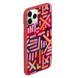 Чехол iPhone 11 Pro матовый Geometry Etnic, цвет: 3D-красный — фото 2