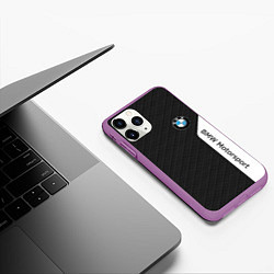 Чехол iPhone 11 Pro матовый BMW CARBON БМВ КАРБОН, цвет: 3D-фиолетовый — фото 2