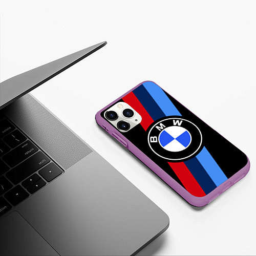 Чехол iPhone 11 Pro матовый BMW 2021 M SPORT БМВ М СПОРТ / 3D-Фиолетовый – фото 3