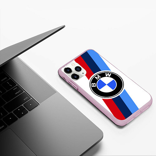 Чехол iPhone 11 Pro матовый BMW M: White Sport / 3D-Розовый – фото 3